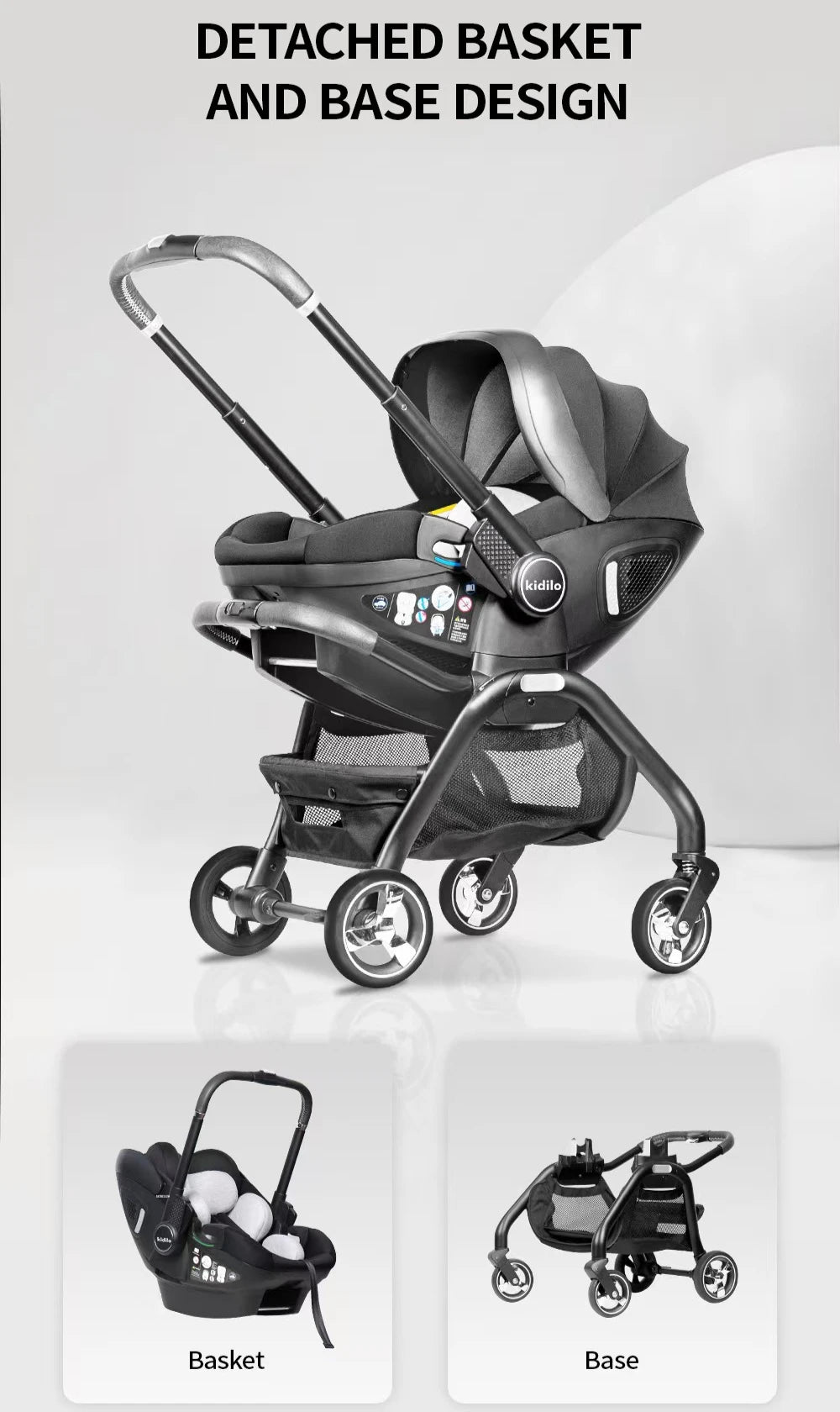 Kodilo Baby Safety Stroller Reversible Newborn Sleeping Basket
