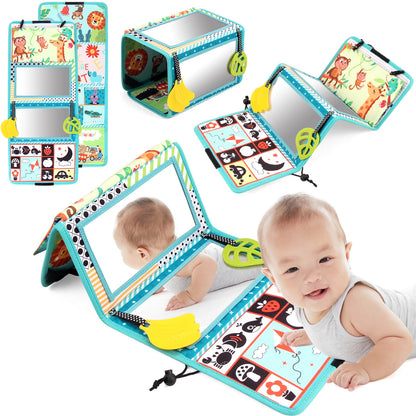 Baby Cloth Book with Distorting Mirror Soft Cartoon Sensory Montessori Toy