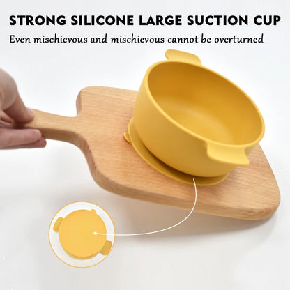 Baby Silicone Tableware Training Bowl with Handles and Suction Cup