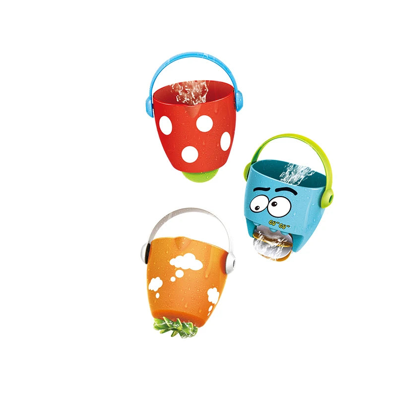 Baby Shower Bath Toys Mini Leaky Bucket Water Play Cups for Toddler
