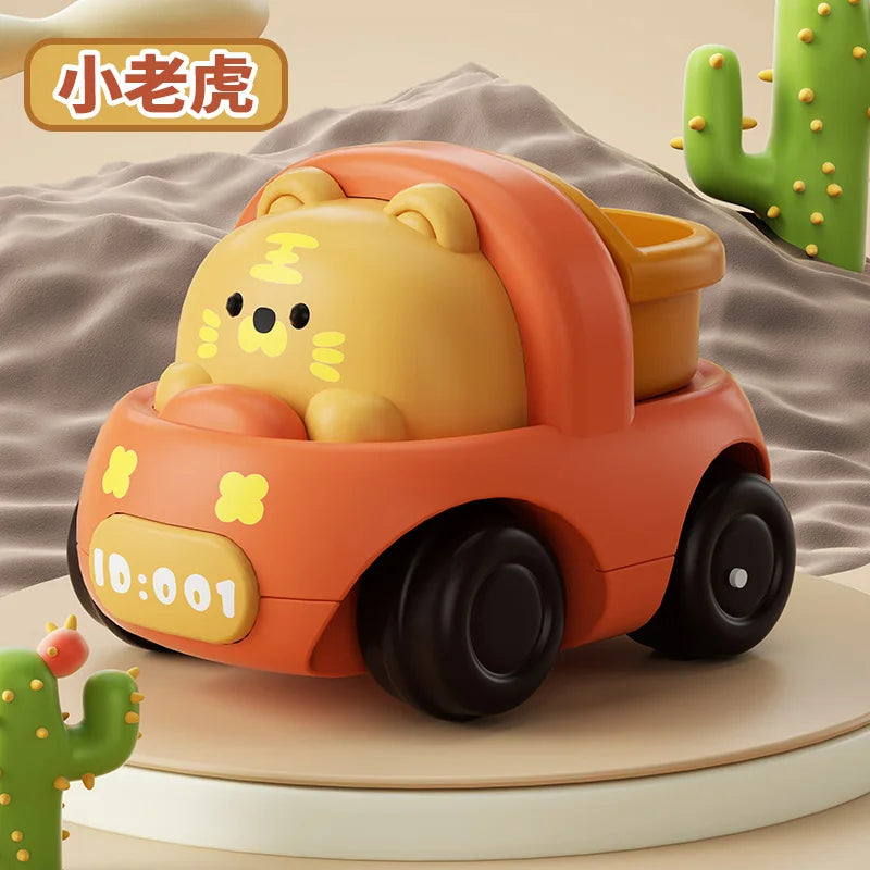 Baby Friction Car Toy 6-12 Months Soft Rubber Push & Go Roll Vehicle Rattle Gift