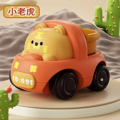 Baby Friction Car Toy 6-12 Months Soft Rubber Push & Go Roll Vehicle Rattle Gift