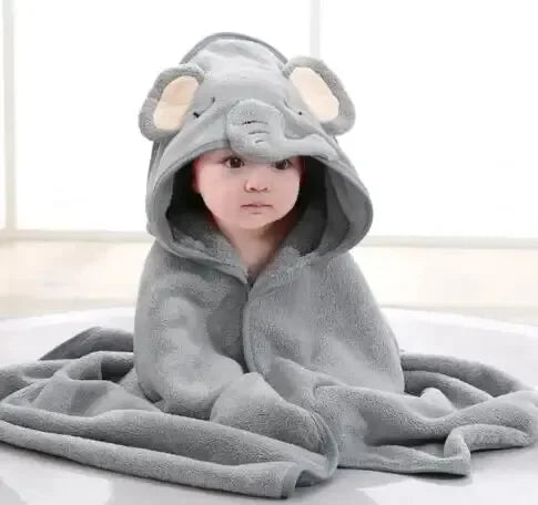Toddler Hooded Bathrobe Coral Fleece Blanket Swaddle