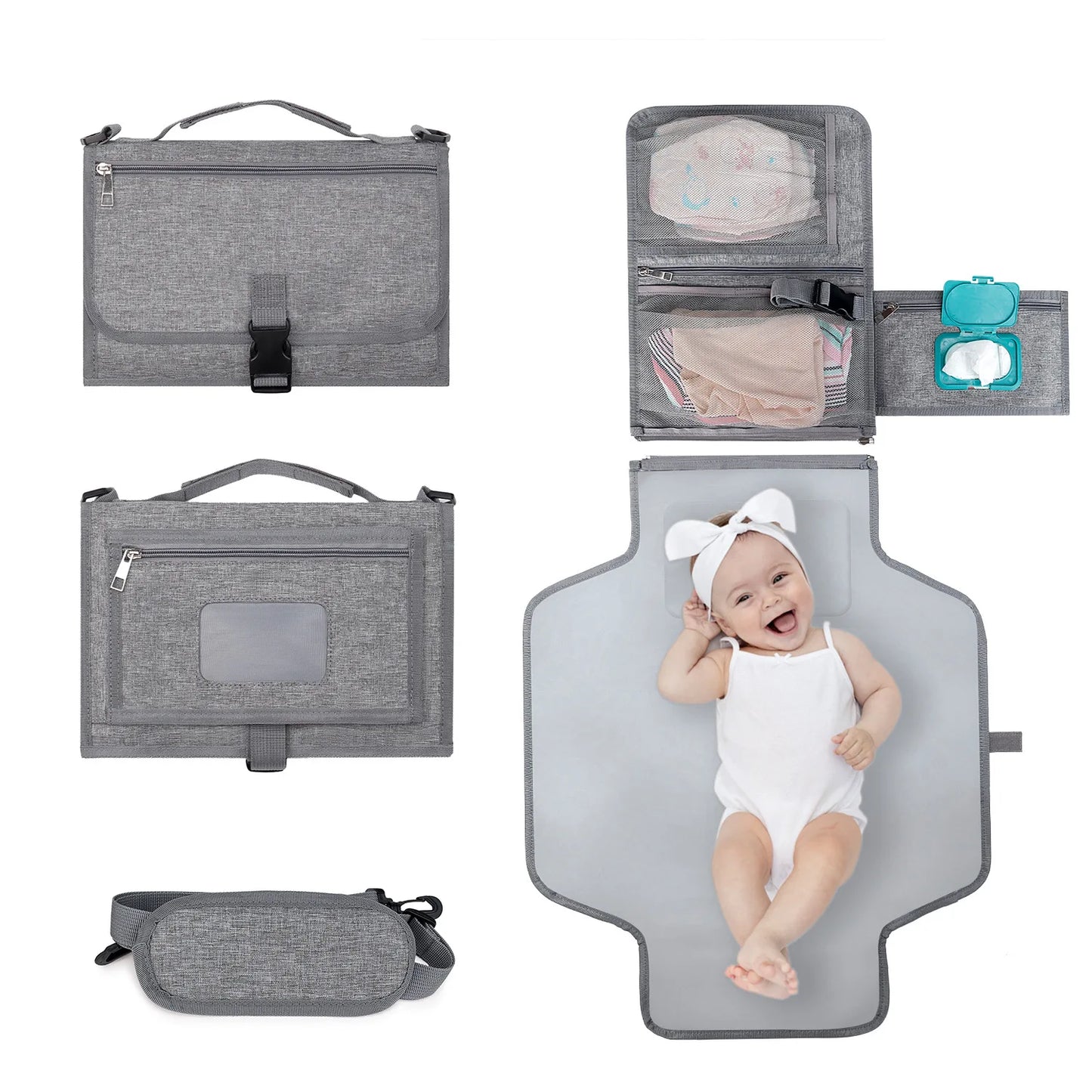 3-in-1 Portable Baby Diaper Changing Pad Waterproof Travel Bag