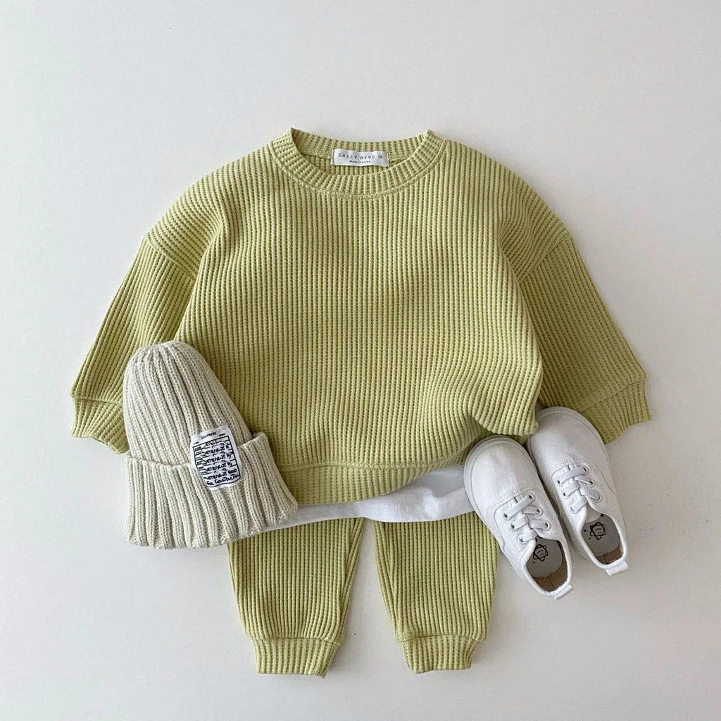 Baby Girls Autumn Cotton Knitting 2PCS Set Tops + Pants Kids Tracksuit