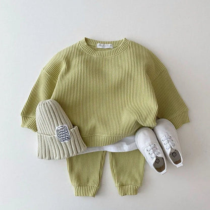 Baby Girls Autumn Cotton Knitting 2PCS Set Tops + Pants Kids Tracksuit