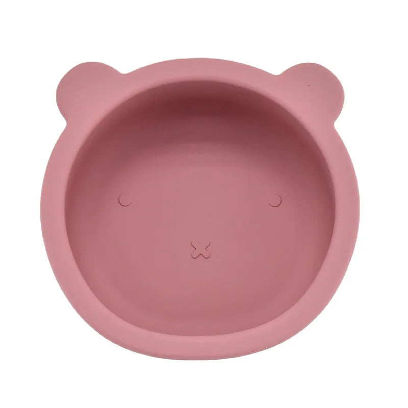 BPA Free Baby Silicone Feeding Bowl Suction Anti-Slip Cartoon Kids Dinnerware