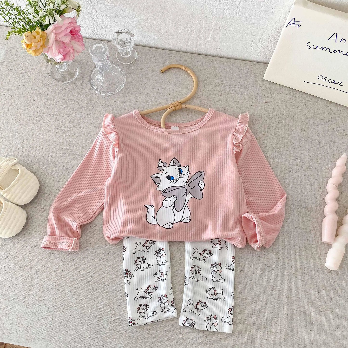 Kids Cartoon Girl Sports Set Top Pants 2 Piece Outfit