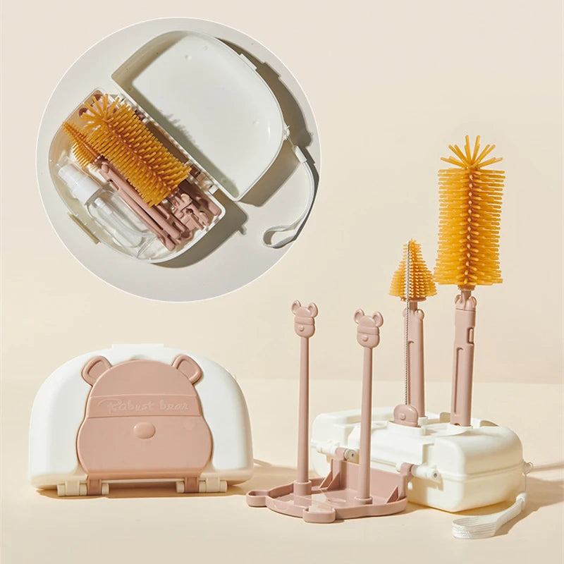8 in 1 Baby Bottle Cleaner Brush Set Silicone Bottle & Nipple Cleaner with Case