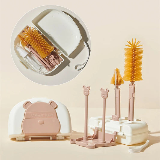 8 in 1 Baby Bottle Cleaner Brush Set Silicone Bottle & Nipple Cleaner with Case