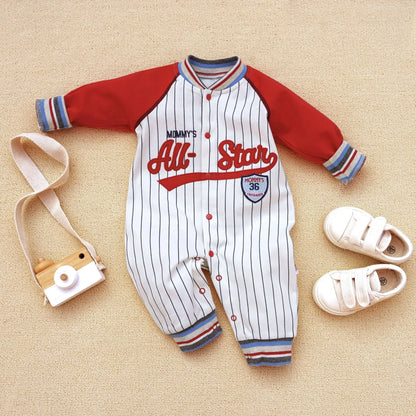 Baby Newborn Coverall Baseball Style Cotton Romper