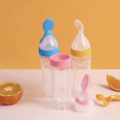 7 Pcs Baby Feeding Set Silicone Bottle with Spoon Fruit Feeder Pacifier Set