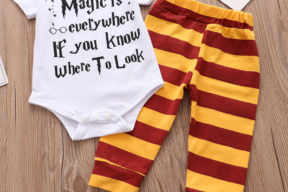 Newborn Baby Boy & Girl Summer Clothing Set 3PCS Romper Pants Hat / Toddler Outfit