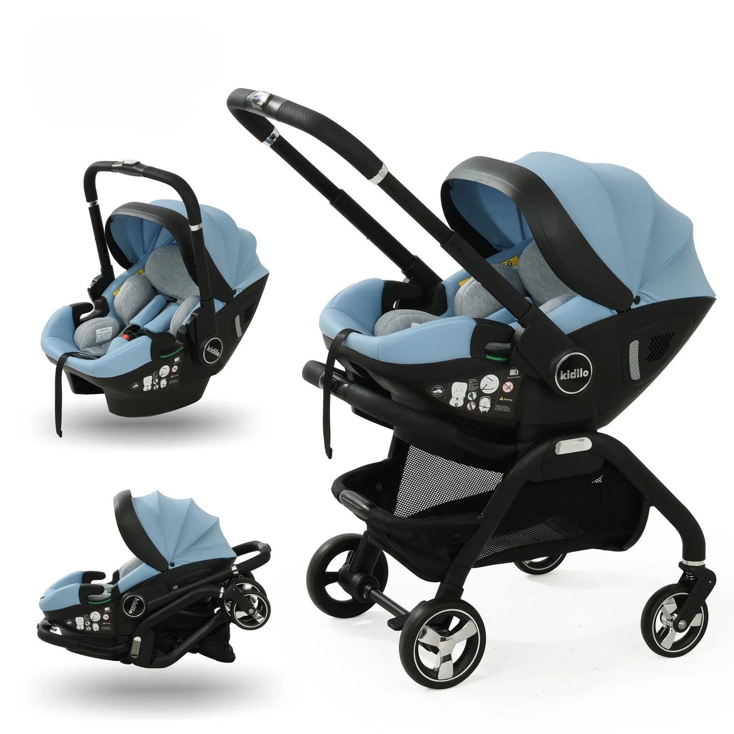 3-in-1 Baby Safety Stroller Two-Way Newborn Car Seat Portable Baby Stroller for 0-2 Years