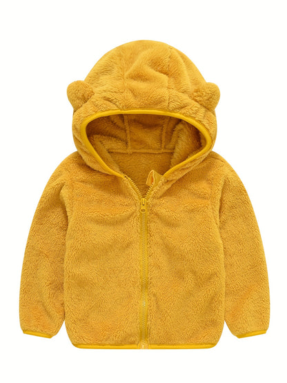 Hooded Plush Coat for Baby Boys
