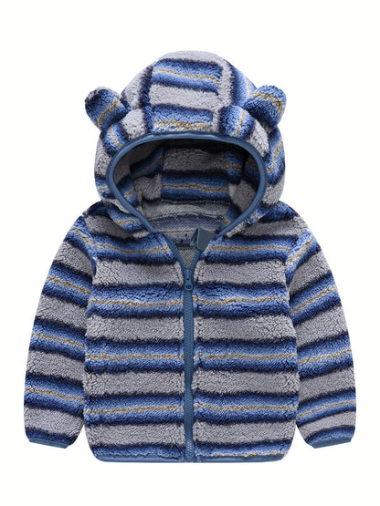 Hooded Plush Coat for Baby Boys