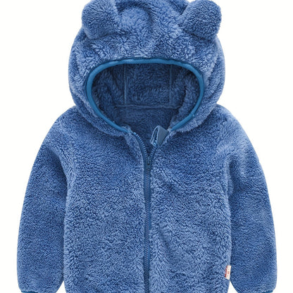 Hooded Plush Coat for Baby Boys