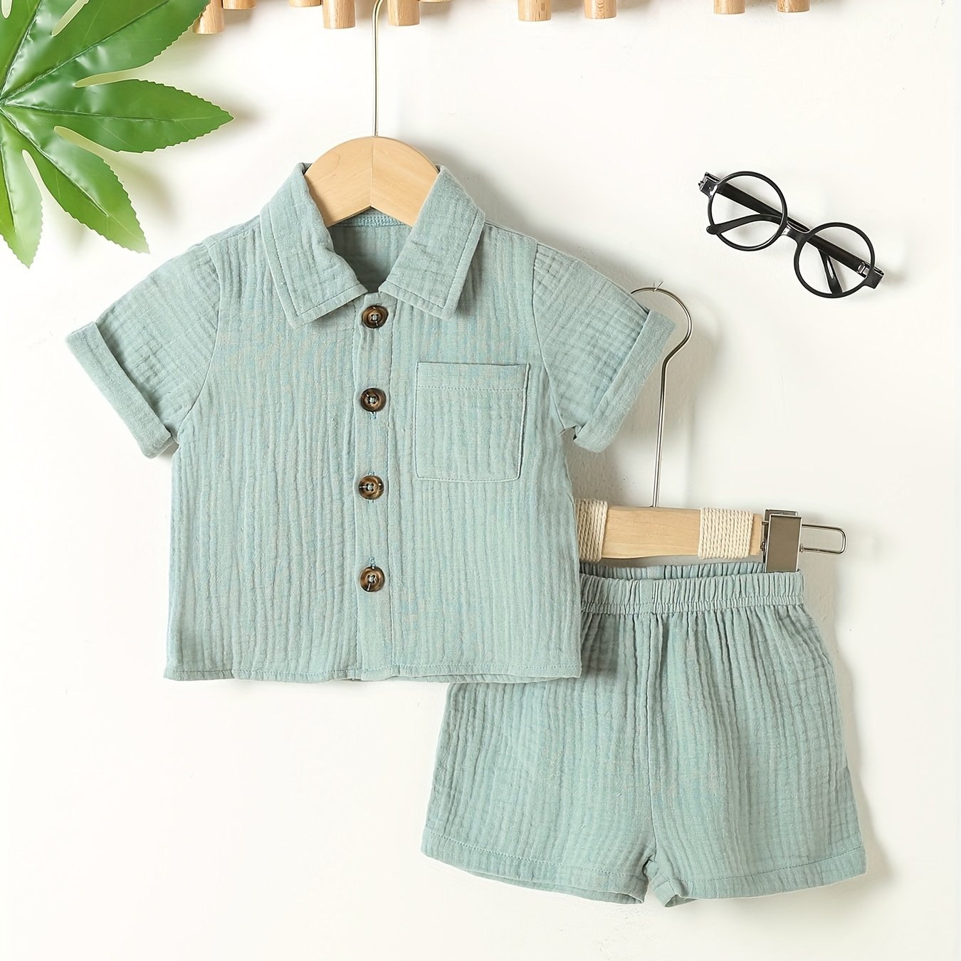 Baby Short Sleeve Cotton Muslin Outfit Comfy Summer Shorts Set