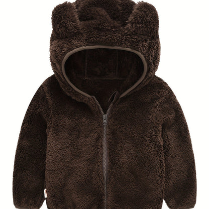 Hooded Plush Coat for Baby Boys