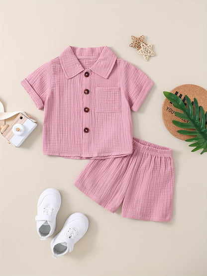 Baby Short Sleeve Cotton Muslin Outfit Comfy Summer Shorts Set