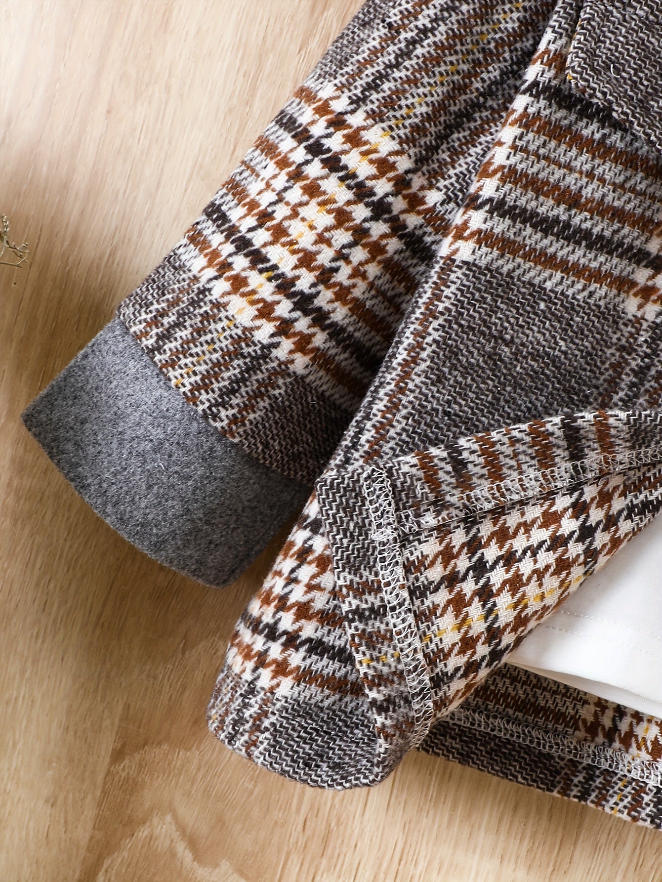 Baby Boy Plaid Tweed Coat with Hood Brown & Beige Check Fall/Winter Outerwear
