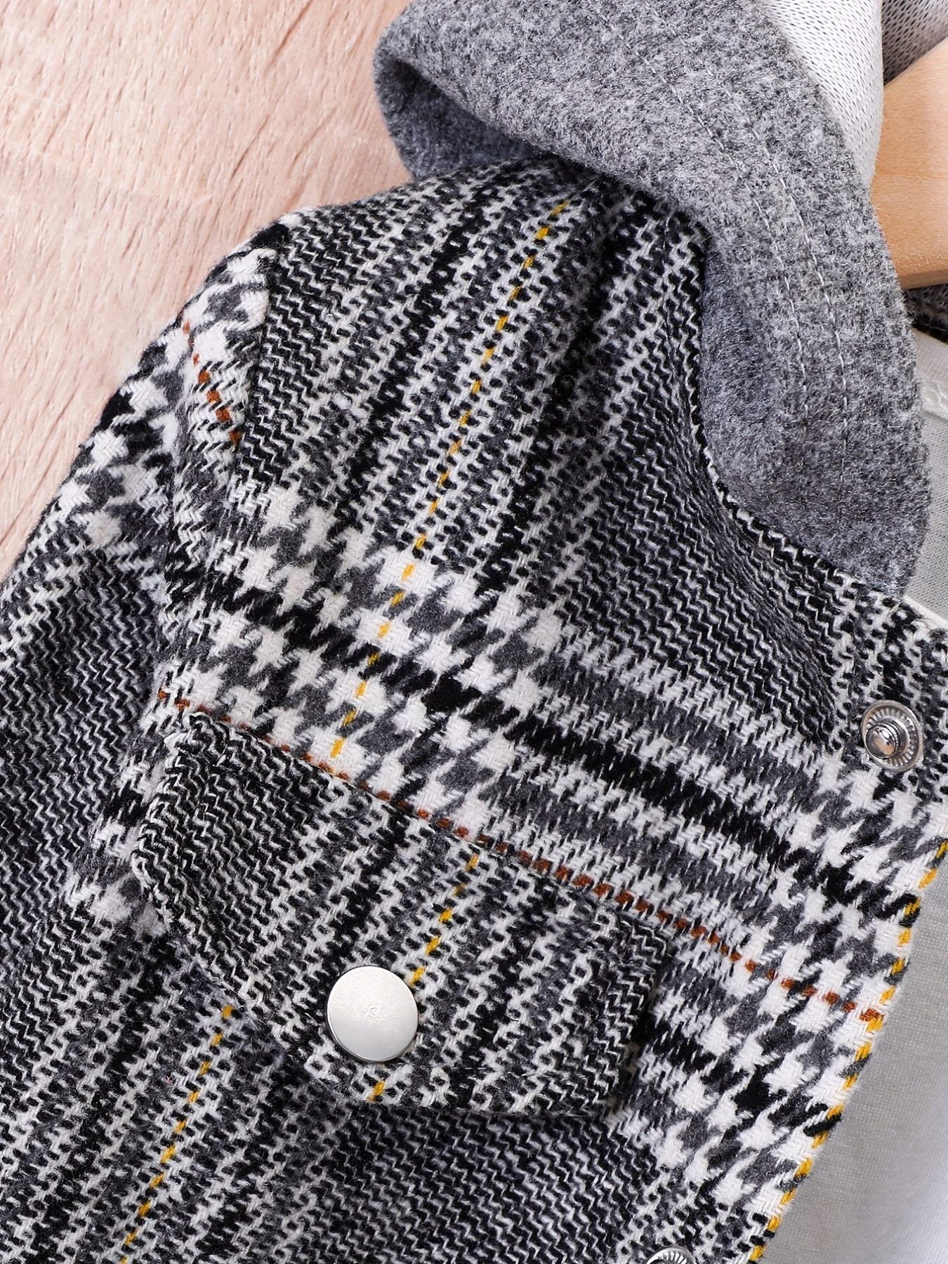 Baby Boy Plaid Tweed Coat with Hood Brown & Beige Check Fall/Winter Outerwear