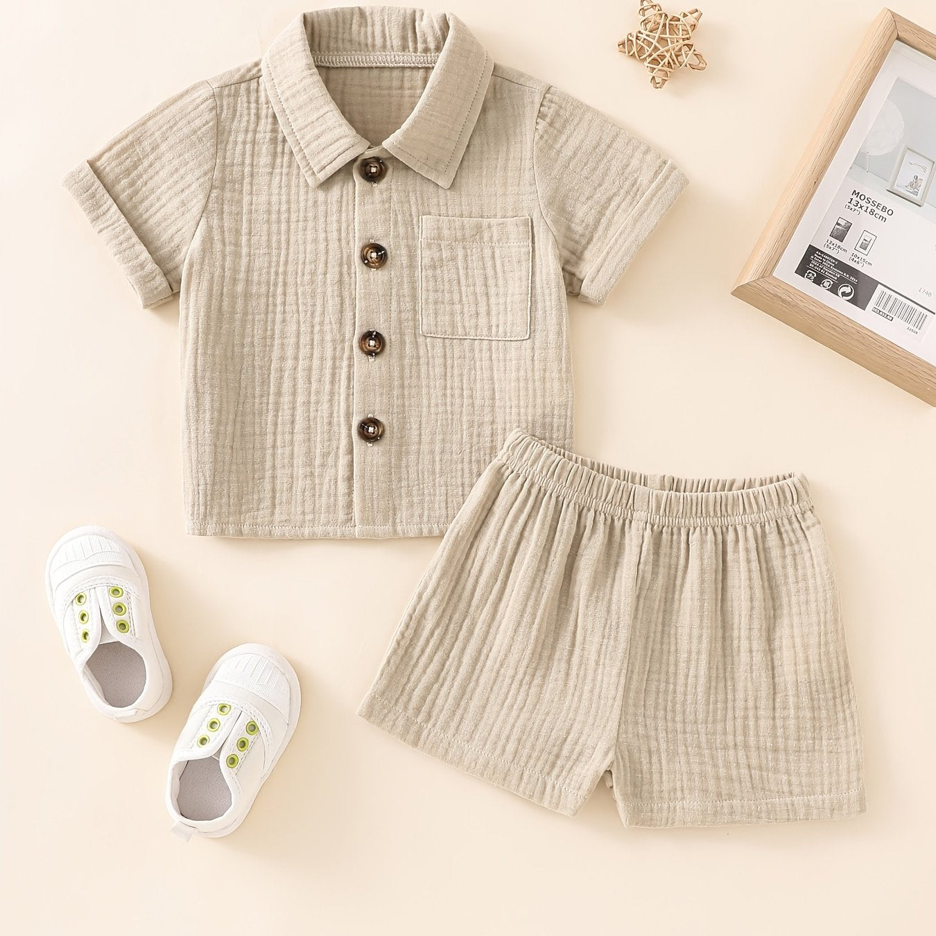 Baby Short Sleeve Cotton Muslin Outfit Comfy Summer Shorts Set