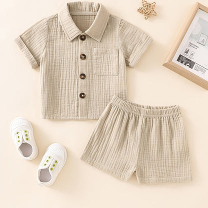 Baby Short Sleeve Cotton Muslin Outfit Comfy Summer Shorts Set