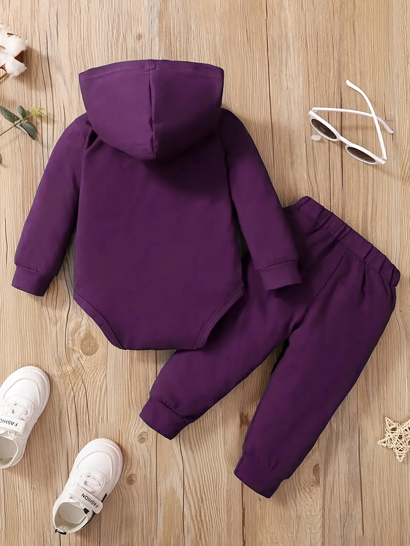 Baby Boy Hooded Letter Print Bodysuit & Trousers Set Spring/Autumn