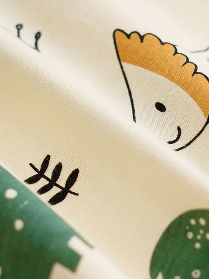 Baby Cotton Long Sleeve Bodysuit Cartoon Dinosaur Print