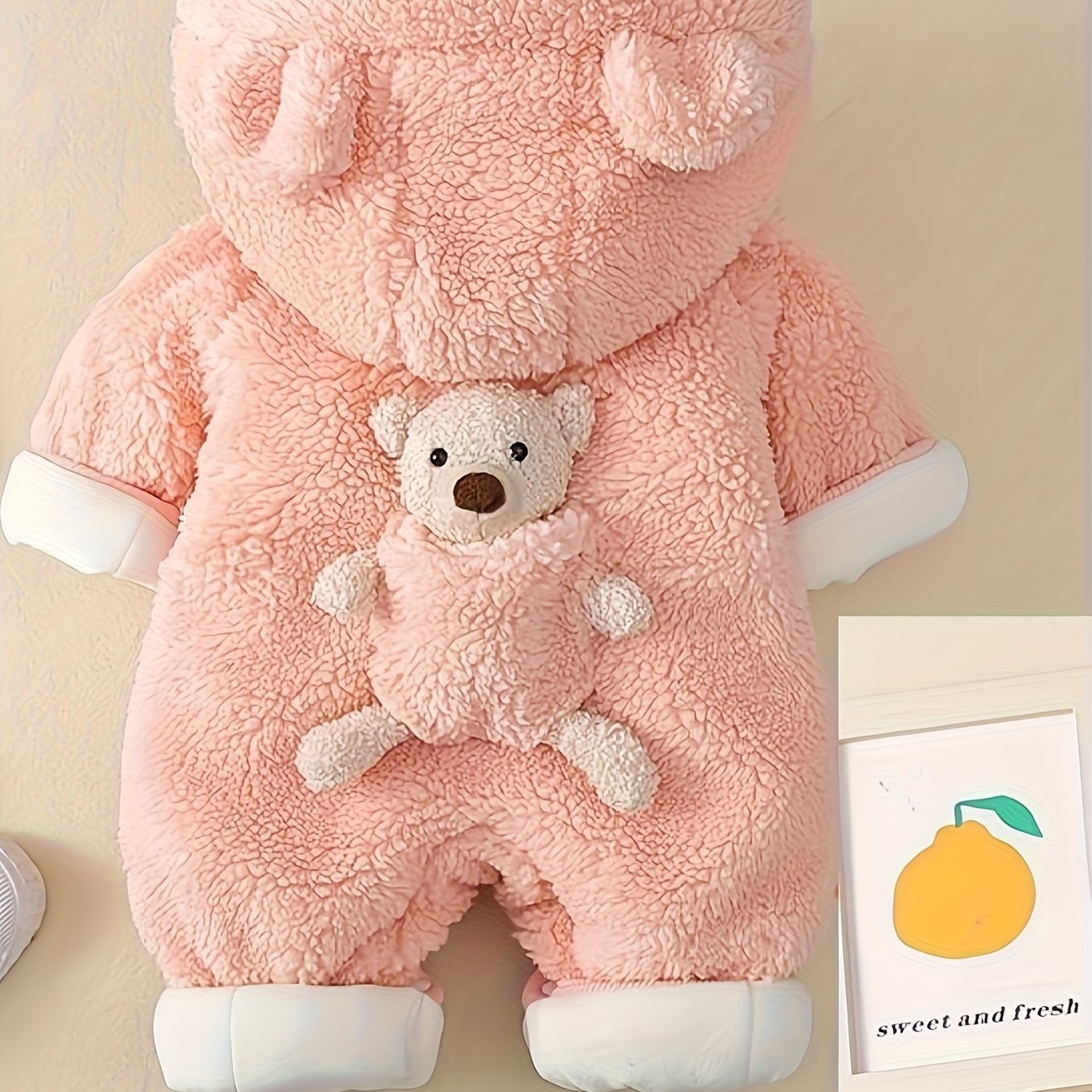 Baby Winter Hooded Jumpsuit Bear Decor Newborn Warm Clothes for Boys & Girls