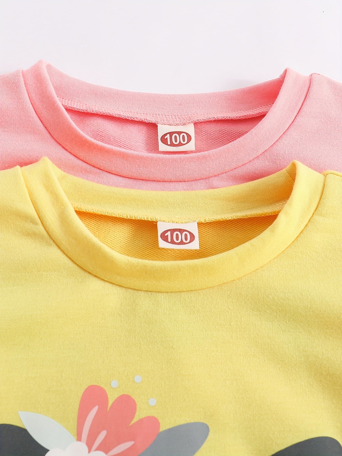 2 Pcs Baby Girl Long Sleeve Shirt Kitten & Flower Cartoon Print