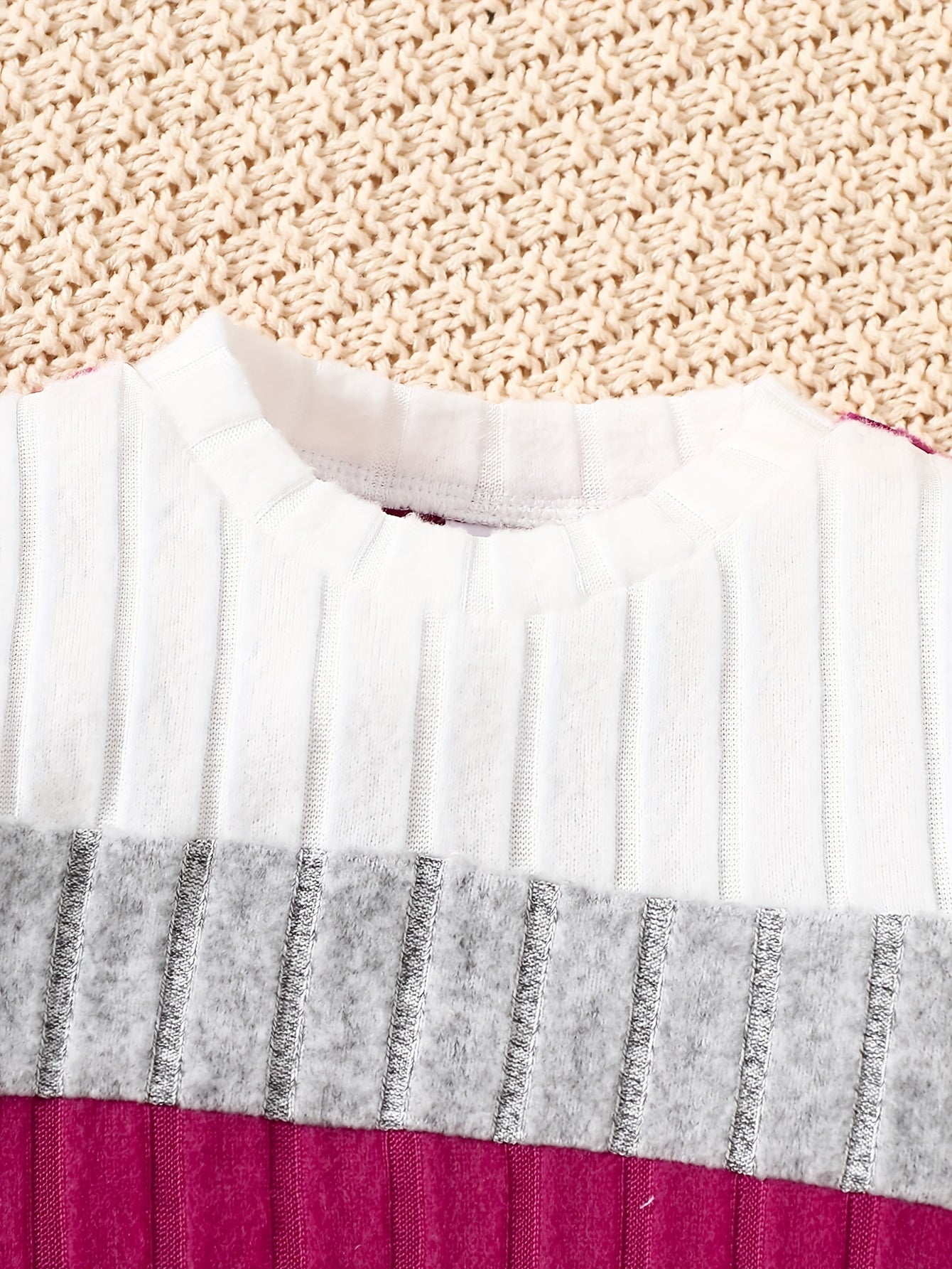 Baby Girl Pit Stripe Contrast Long Sleeve Top & Pants Winter Outfit