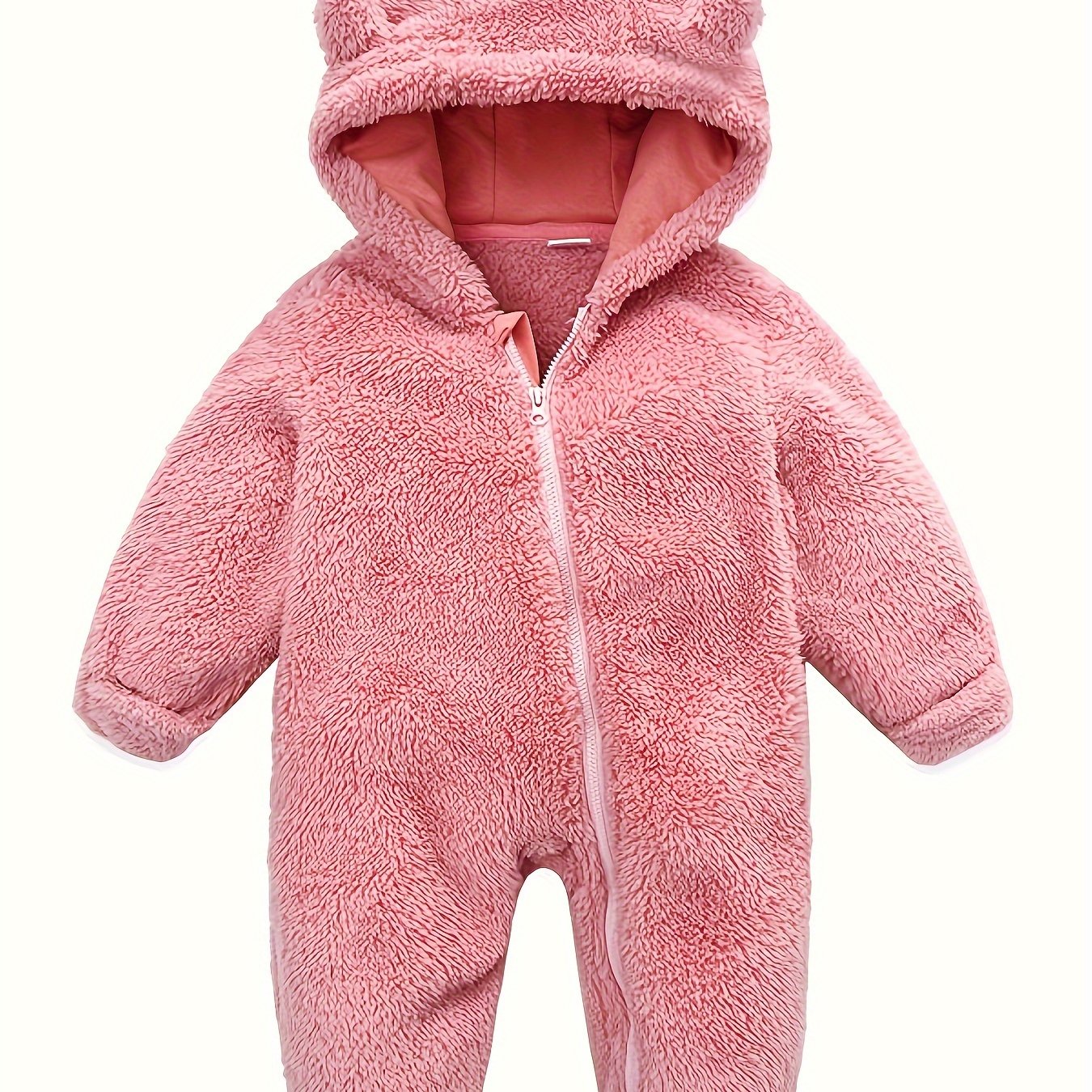 Baby Jumpsuit Navy Blue Polar Fleece with Bear Ears Hood Winter Romper