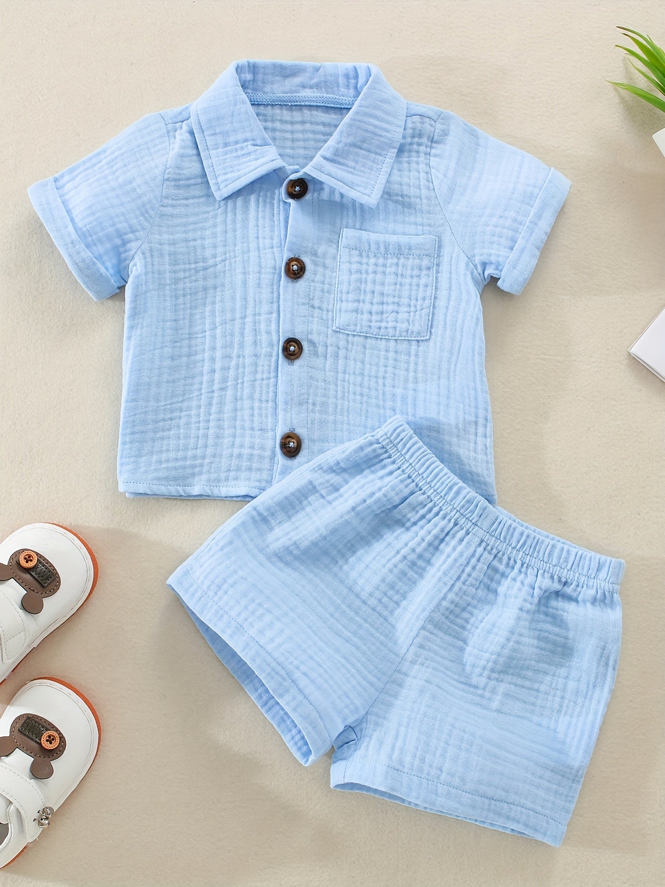 Baby Short Sleeve Cotton Muslin Outfit Comfy Summer Shorts Set