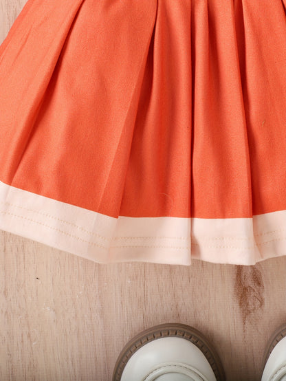 Baby Girl Diamond Pattern College-Style Jacket & Pleated Skirt Two-Piece Set