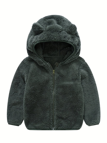 Hooded Plush Coat for Baby Boys
