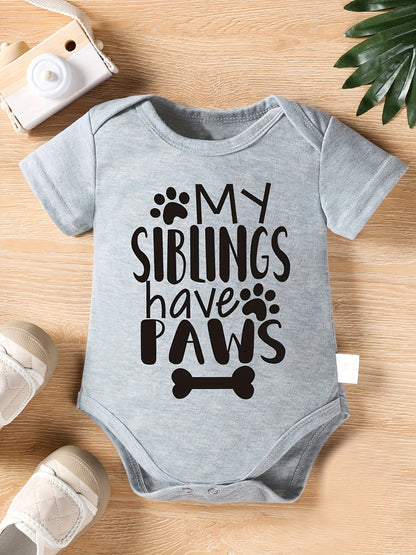 Infant Baby Boys "My Siblings Have Paws" Short Sleeve Onesie