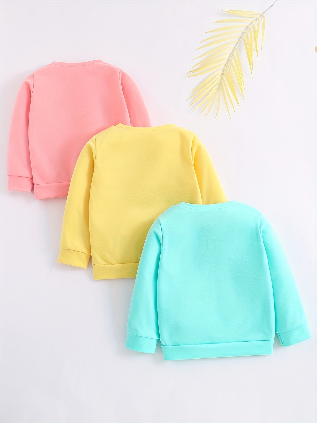 3 Pcs Baby Girl Cartoon Print Sweatshirt Rabbit Unicorn Kitten