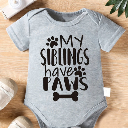 Infant Baby Boys "My Siblings Have Paws" Short Sleeve Onesie