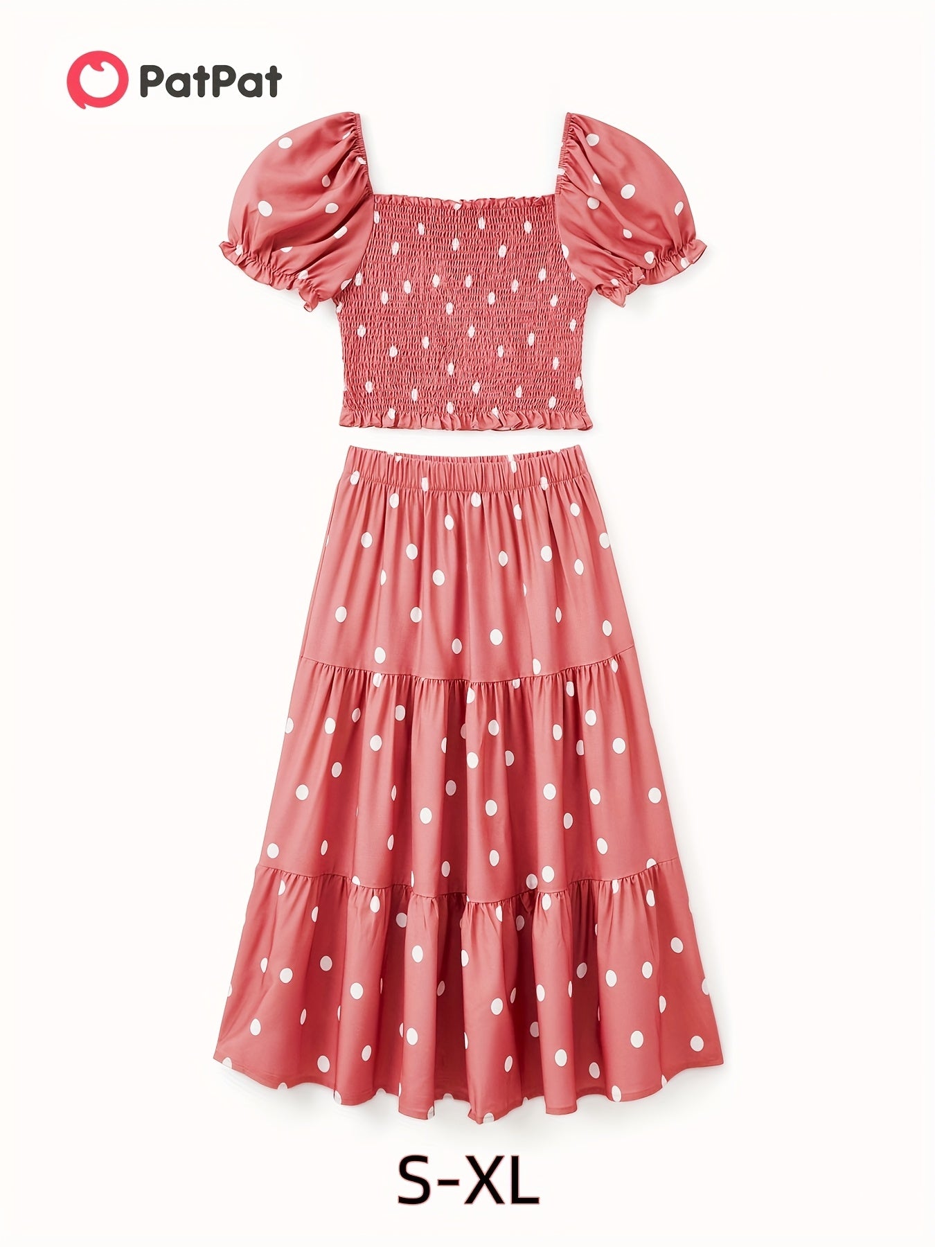 1/2 Pcs Family Coordinated Polka Dot Outfit Baby Girl Shirred Top & A-Line Skirt