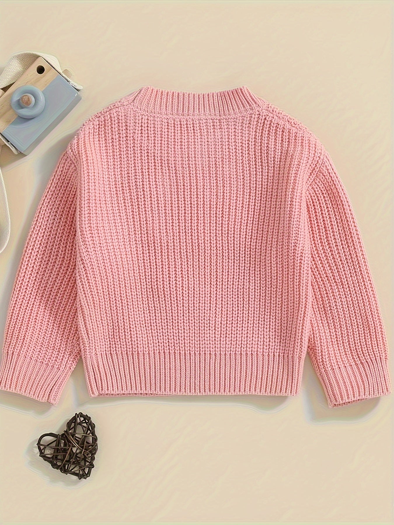 Baby Girls Autumn Winter Knit Sweater Floral Letter Embroidery Pullover