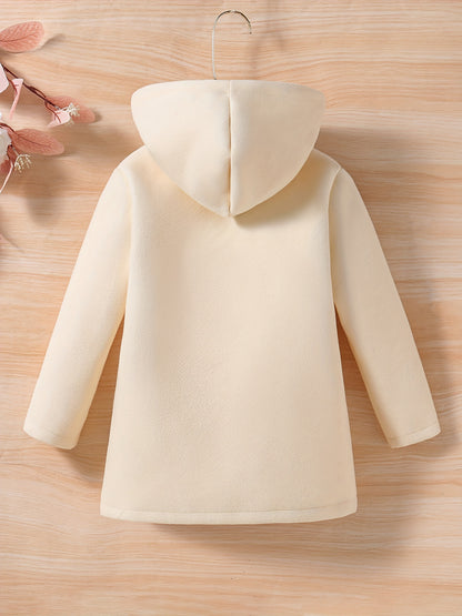 Baby Girl Hooded Coat Floral Print Button Design Autumn Winter