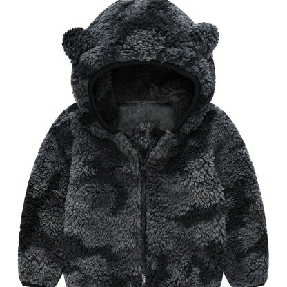 Hooded Plush Coat for Baby Boys