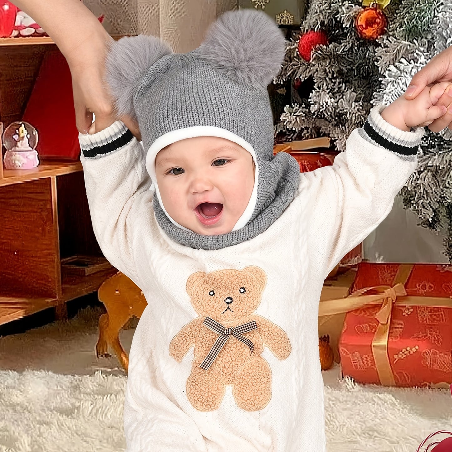 2 Pcs Baby Winter Beanie & Scarf Set Fleece Lined