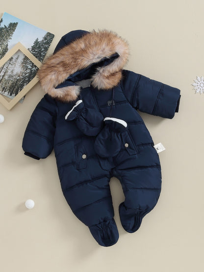 Baby Winter Snowsuit Hooded Puffer Romper Warm Footie Jacket