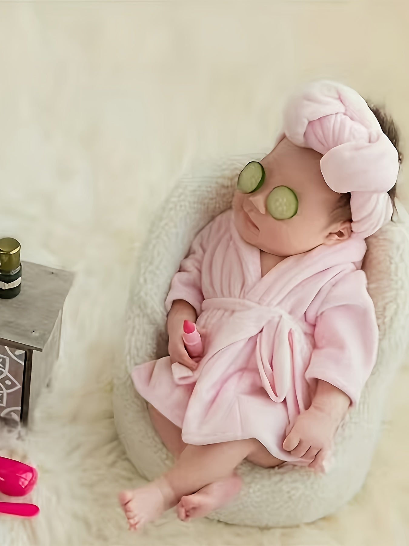 2 Pcs Newborn Baby Flannel Hooded Coat with Belt