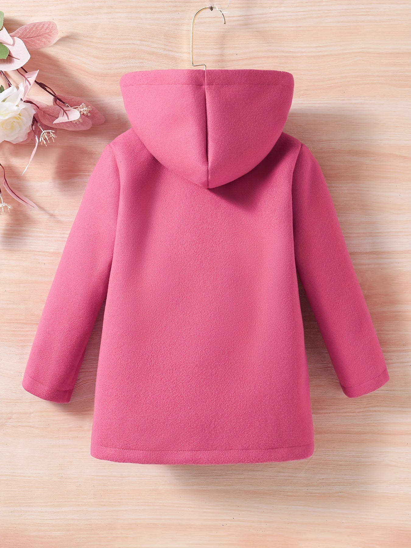 Baby Girl Hooded Coat Floral Print Button Design Autumn Winter