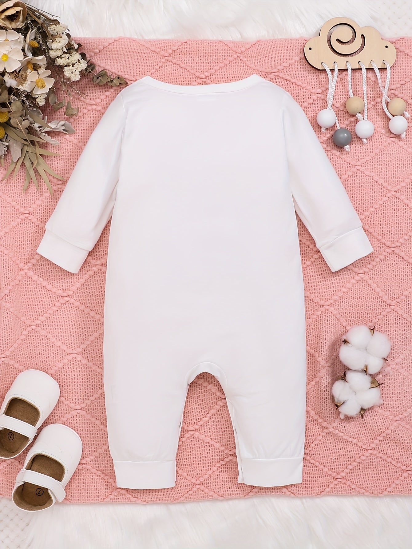 Baby Romper "Future Hunting Buddy" Black Polyester Deer & Bird Print