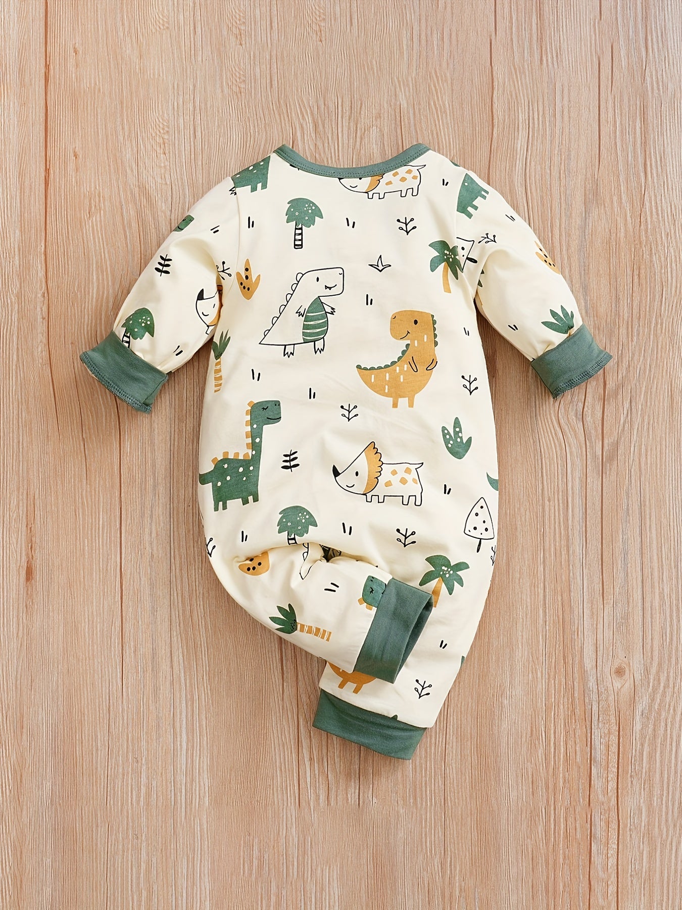 Baby Cotton Long Sleeve Bodysuit Cartoon Dinosaur Print